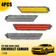 LED Side Marker Light for Chevrolet Camaro 2010-2015, Clear Lens, Amber/Red, Turn Signal