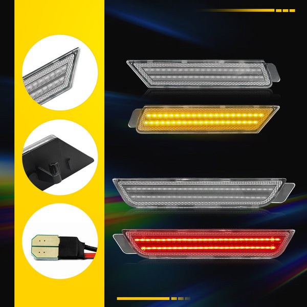 LED Side Marker Light for Chevrolet Camaro 2010-2015, Clear Lens, Amber/Red, Turn Signal