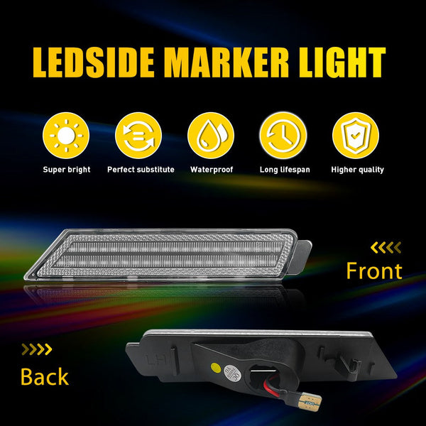 LED Side Marker Light for Chevrolet Camaro 2010-2015, Clear Lens, Amber/Red, Turn Signal