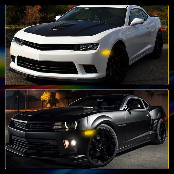 LED Side Marker Light for Chevrolet Camaro 2010-2015, Clear Lens, Amber/Red, Turn Signal