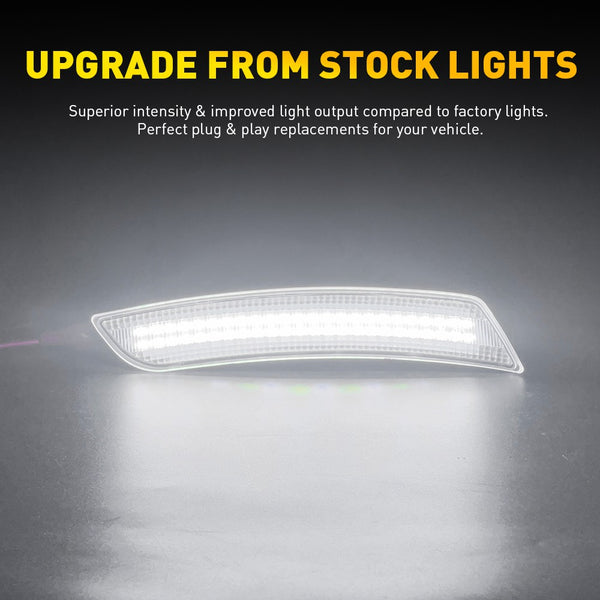 LED Side Marker Light for Chevrolet Camaro 2016-2022, Clear Lens, White, Front & Rear