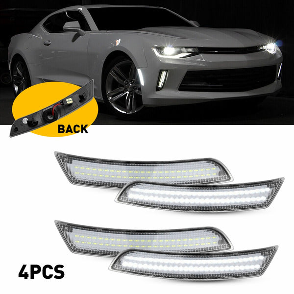 LED Side Marker Light for Chevrolet Camaro 2016-2022, Clear Lens, White, Front & Rear