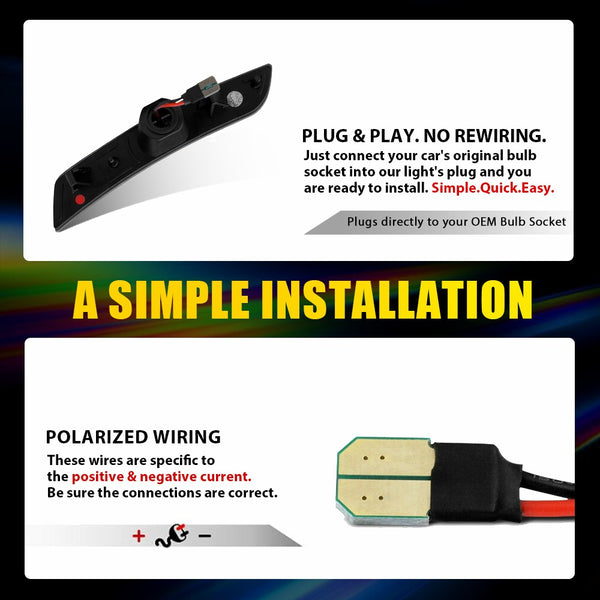 LED Side Marker Light for Chevrolet Camaro 2016-2023, Red, Front & Rear