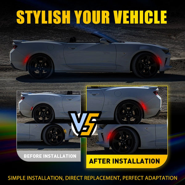 LED Side Marker Light for Chevrolet Camaro 2016-2023, Red, Front & Rear