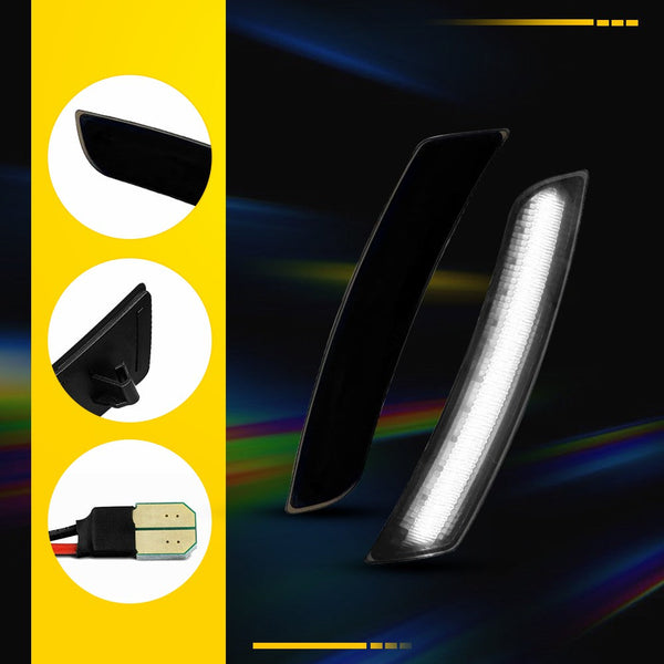 LED Side Marker Light for Chevrolet Camaro 2016-2024, Smoked Lens, White, Front