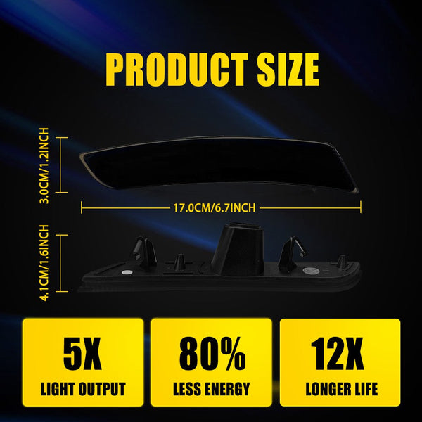 LED Side Marker Light for Chevrolet Camaro 2016-2024, Smoked Lens, White, Front