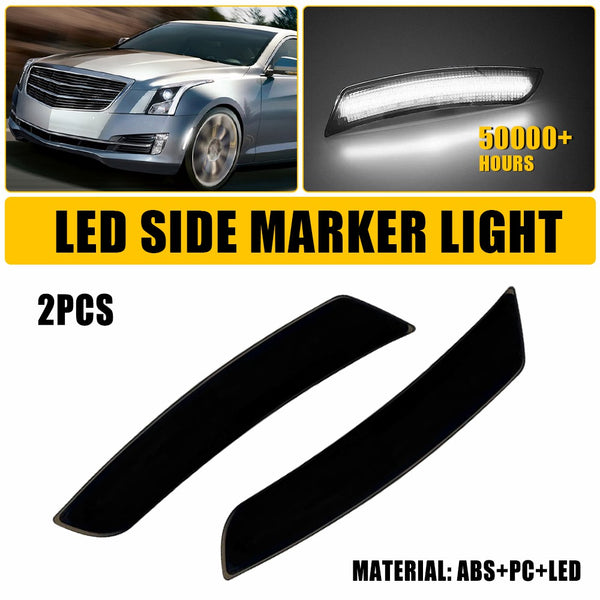 LED Side Marker Light for Chevrolet Camaro 2016-2024, Smoked Lens, White, Front