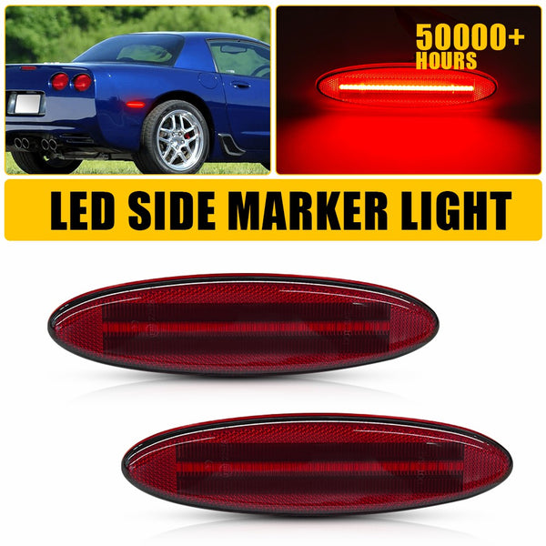 LED Side Marker Light for Chevrolet Corvette C5 1997-2004, Red Lens