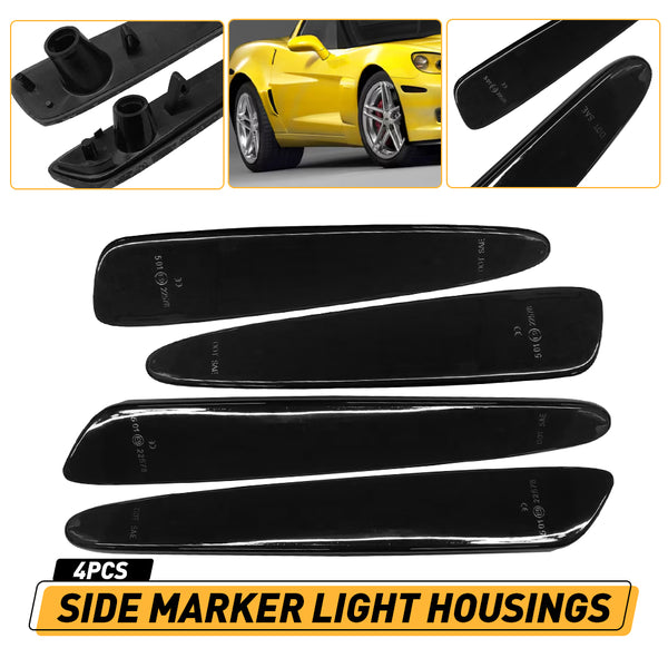 LED Side Marker Light for Chevrolet Corvette C6 2005-2013, Smoked Lens, Front & Rear
