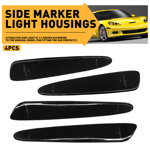 LED Side Marker Light for Chevrolet Corvette C6 2005-2013, Smoked Lens, Front & Rear