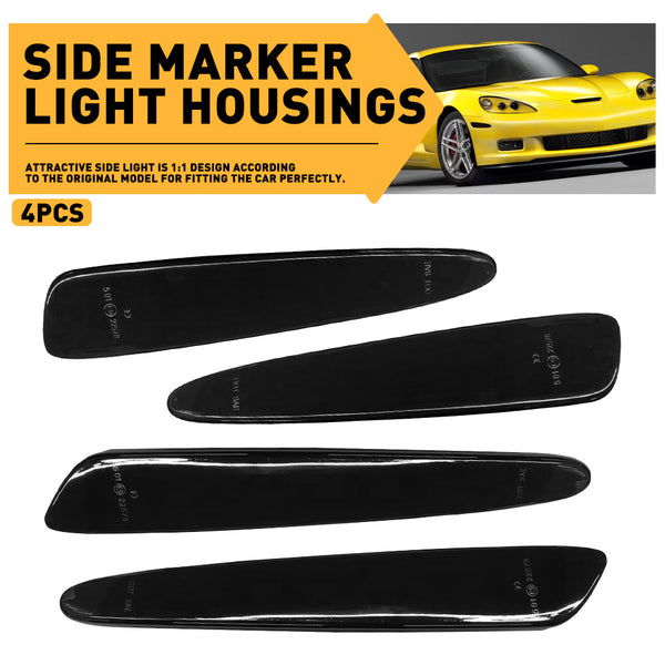 LED Side Marker Light for Chevrolet Corvette C6 2005-2013, Smoked Lens, Front & Rear