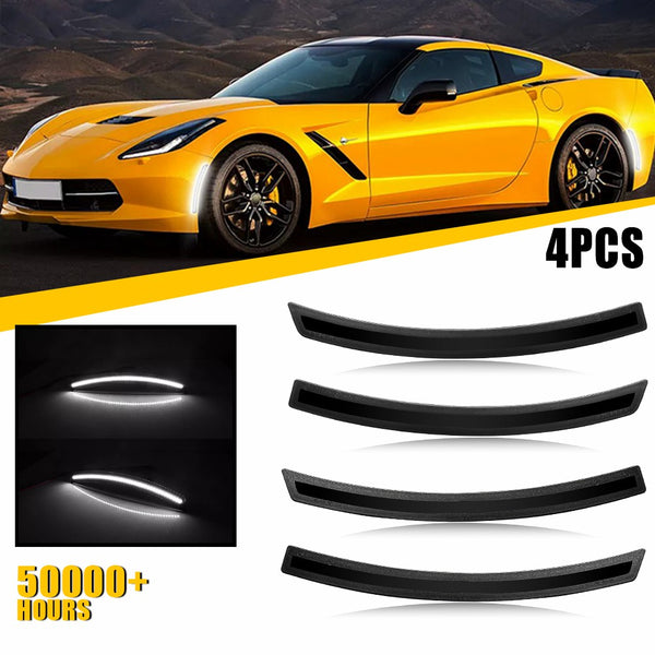 LED Side Marker Light for Chevrolet Corvette C7 2014-2019, Smoked Lens, White LED, Front & Rear