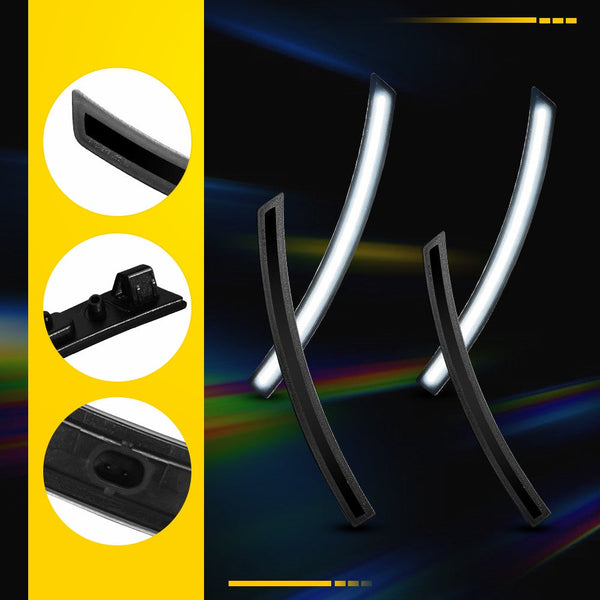 LED Side Marker Light for Chevrolet Corvette C7 2014-2019, Smoked Lens, White LED, Front & Rear