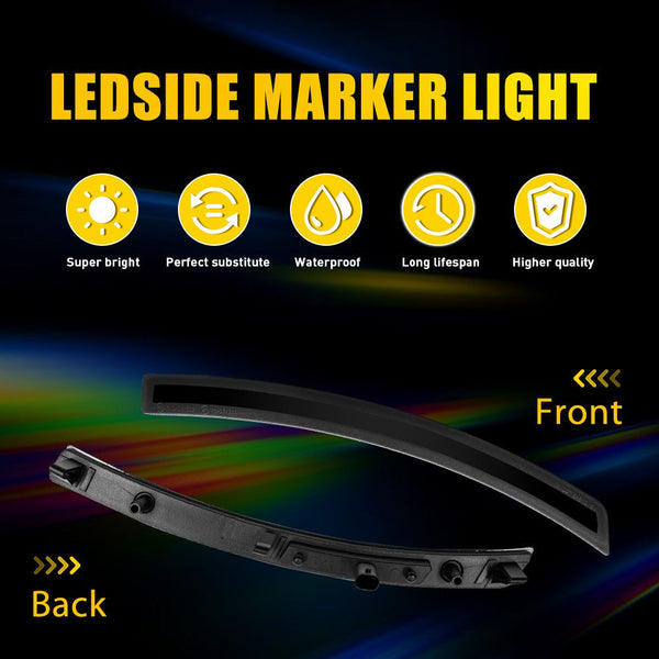 LED Side Marker Light for Chevrolet Corvette C7 2014-2019, Smoked Lens, White LED, Front & Rear