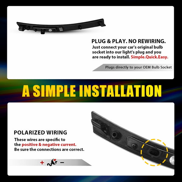 LED Side Marker Light for Chevrolet Corvette C7 2014-2019, Smoked Lens, White LED, Front & Rear