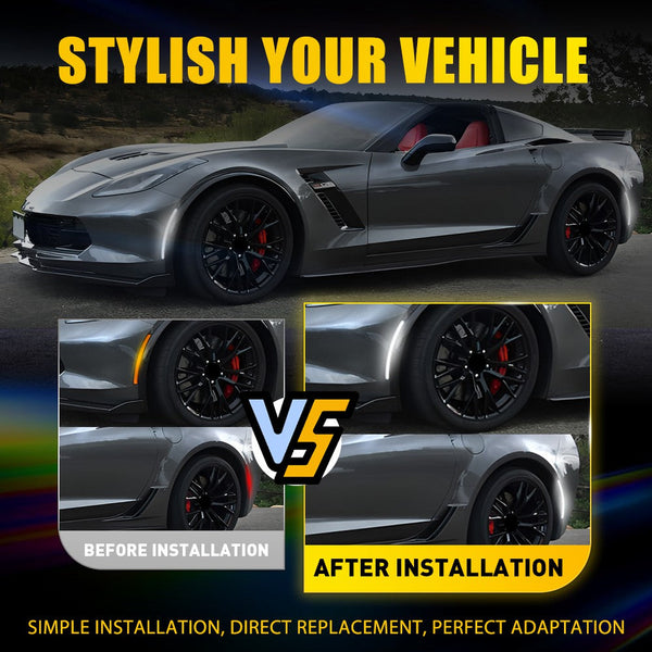 LED Side Marker Light for Chevrolet Corvette C7 2014-2019, Smoked Lens, White LED, Front & Rear