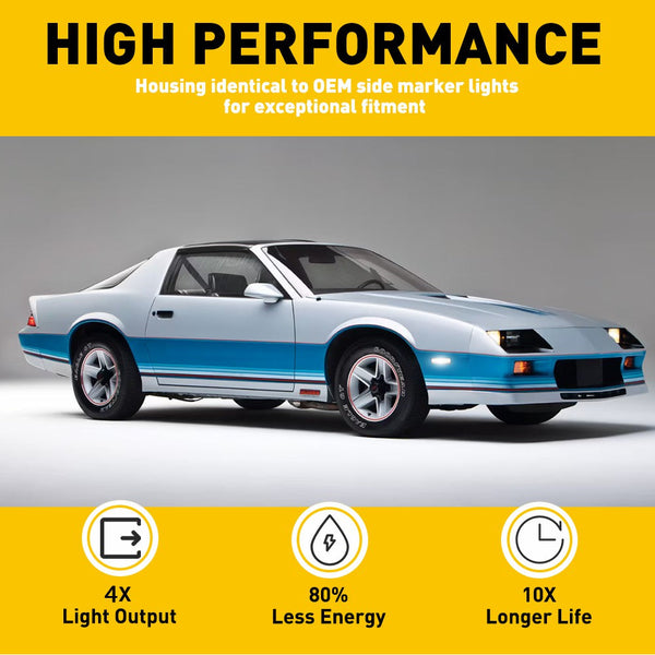 LED Side Marker Light for Chevy Camaro/Pontiac Firebird 1982-1992, Smoked Lens, Front