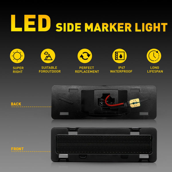 LED Side Marker Light for Chevy Camaro/Pontiac Firebird 1982-1992, Smoked Lens, Front