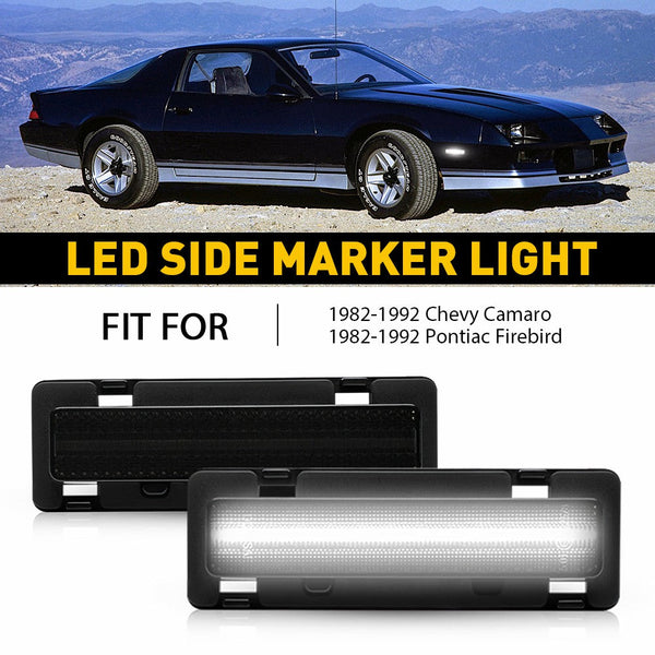 LED Side Marker Light for Chevy Camaro/Pontiac Firebird 1982-1992, Smoked Lens, Front
