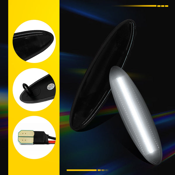 LED Side Marker Light for Chevy Corvette C5 1997-2004, Smoked Lens, White, Rear