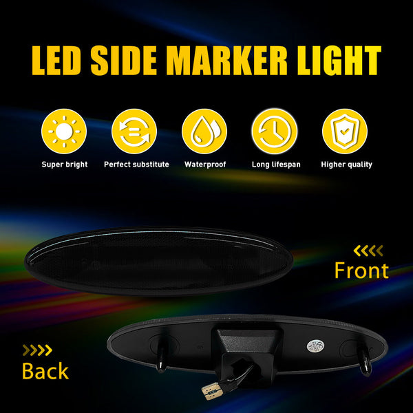 LED Side Marker Light for Chevy Corvette C5 1997-2004, Smoked Lens, White, Rear