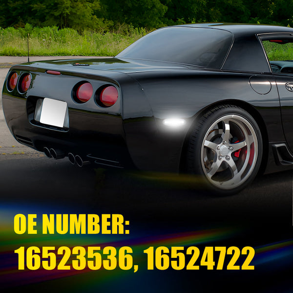 LED Side Marker Light for Chevy Corvette C5 1997-2004, Smoked Lens, White, Rear