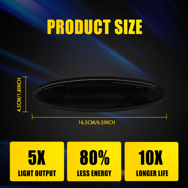 LED Side Marker Light for Chevy Corvette C5 1997-2004, Smoked Lens, White, Rear