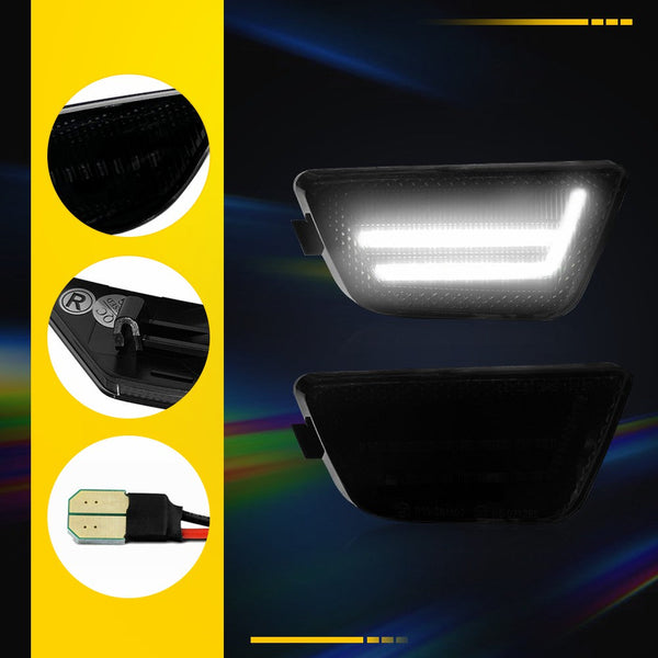 LED Side Marker Light for Chevy Cruze 2011-2015, Smoked Lens, White, Front Strip