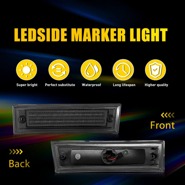 LED Side Marker Light for Chevy K10/K20/K30 1981-1986, Smoked Lens, Amber