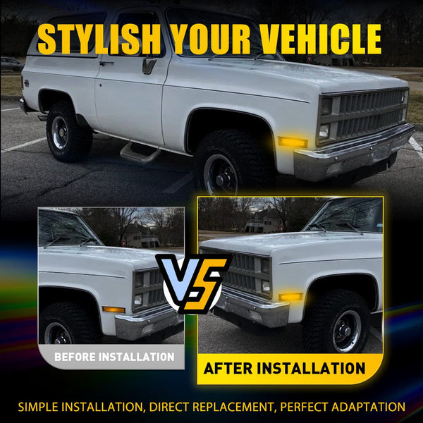 LED Side Marker Light for Chevy K10/K20/K30 1981-1986, Smoked Lens, Amber