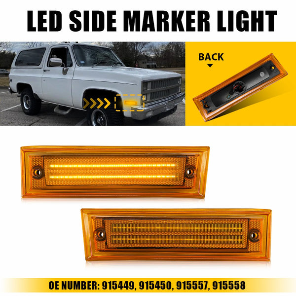 LED Side Marker Light for Chevy K5 Blazer/C10/Suburban & GMC 1981-1991, Amber, Front