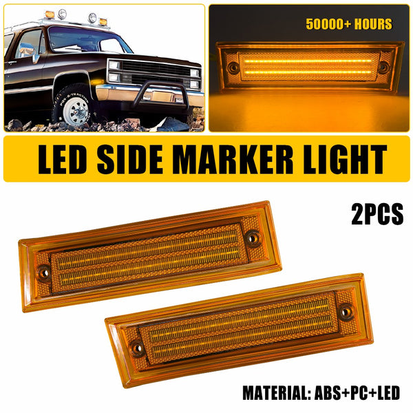 LED Side Marker Light for Chevy K5 Blazer/C10/Suburban & GMC 1981-1991, Amber, Front