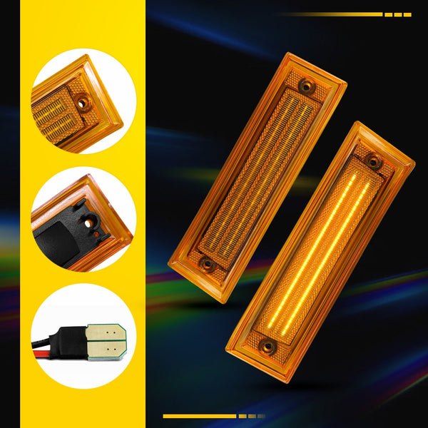 LED Side Marker Light for Chevy K5 Blazer/C10/Suburban & GMC 1981-1991, Amber, Front