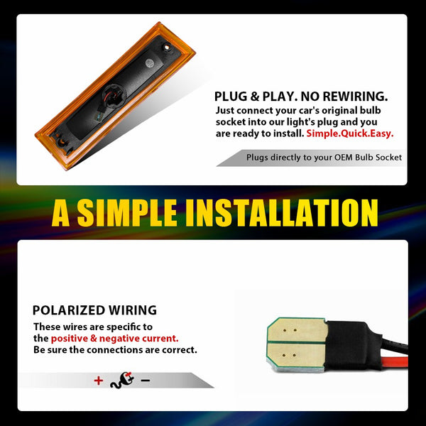 LED Side Marker Light for Chevy K5 Blazer/C10/Suburban & GMC 1981-1991, Amber, Front