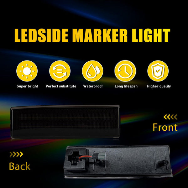 LED Side Marker Light for Chevy S10 Blazer/GMC S15 Jimmy 1983-1994, Smoked Lens, Front Park/Signal