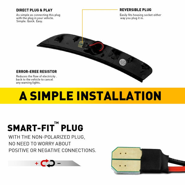 LED Side Marker Light for Chrysler 200 2015-2017, Smoked Lens, Front L&R