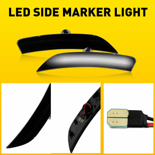 LED Side Marker Light for Chrysler 200 2015-2017, Smoked Lens, Front L&R