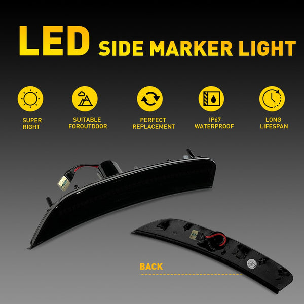 LED Side Marker Light for Chrysler 200 2015-2017, Smoked Lens, Front L&R