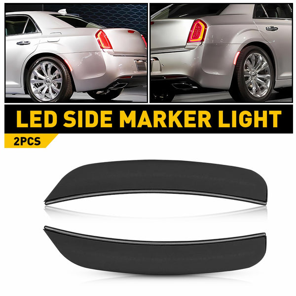 LED Side Marker Light for Chrysler 300 2015-2023, Smoked Lens, Rear L&R