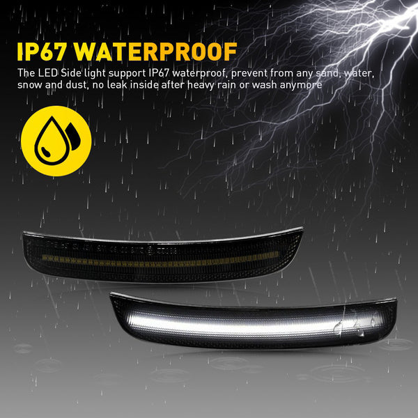 LED Side Marker Light for Chrysler 300 2015-2023, White, Front, Smoked Lens