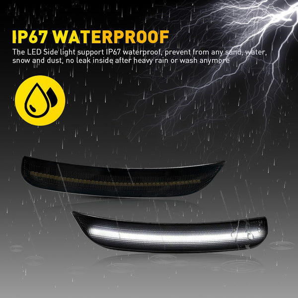 LED Side Marker Light for Chrysler 300 2015-2023, White, Rear, Smoked Lens