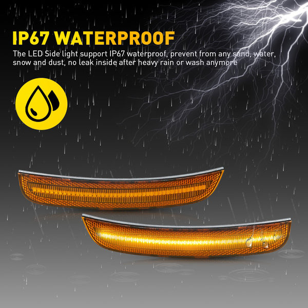 LED Side Marker Light for Chrysler 300/300C 2015-2025, Amber Lens, Front Bumper