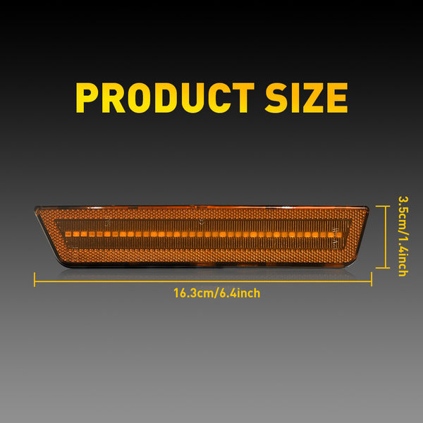 LED Side Marker Light for Dodge Challenger 2008-2014, Amber Lens, Fender