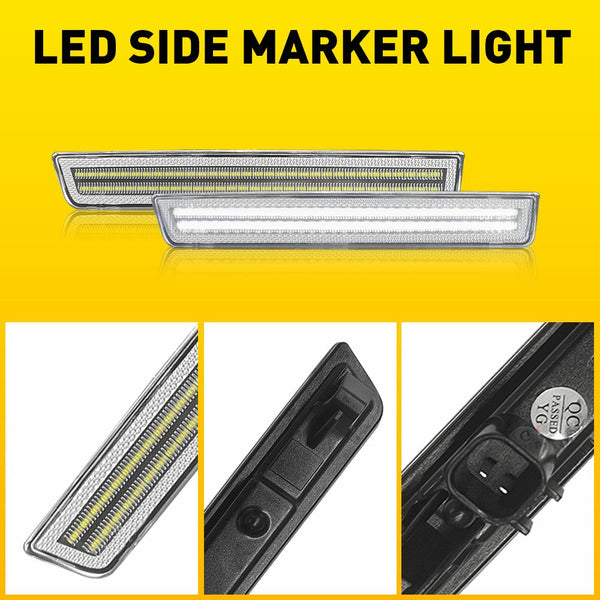 LED Side Marker Light for Dodge Challenger 2015-2022, Clear Lens, Front Bumper