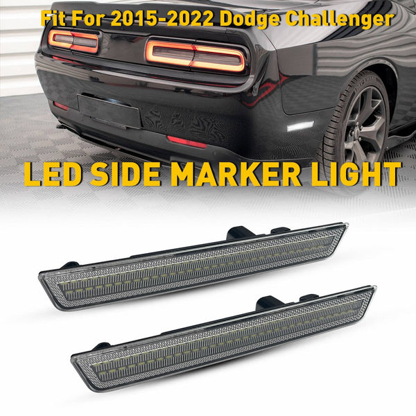 LED Side Marker Light for Dodge Challenger 2015-2022, Smoked Lens, Rear Bumper