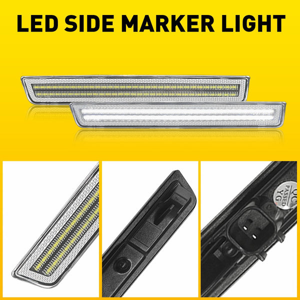 LED Side Marker Light for Dodge Challenger 2015-2022, Smoked Lens, Rear Bumper