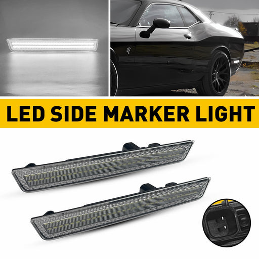 LED Side Marker Light for Dodge Challenger 2015-2022, Smoked Lens, Rear Bumper