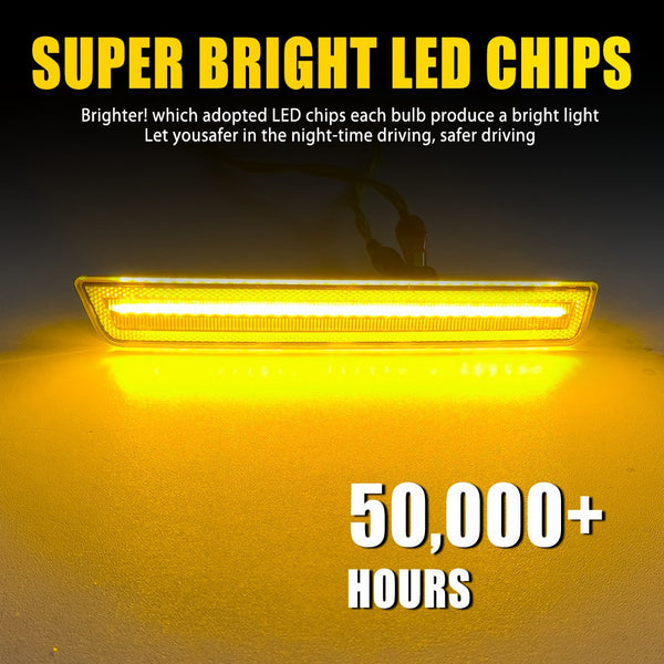 LED Side Marker Light for Dodge Challenger 2015-2023, Clear Lens, Amber, Front