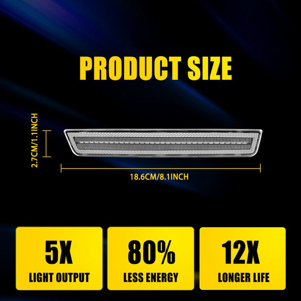 LED Side Marker Light for Dodge Challenger 2015-2023, Clear Lens, Amber, Front