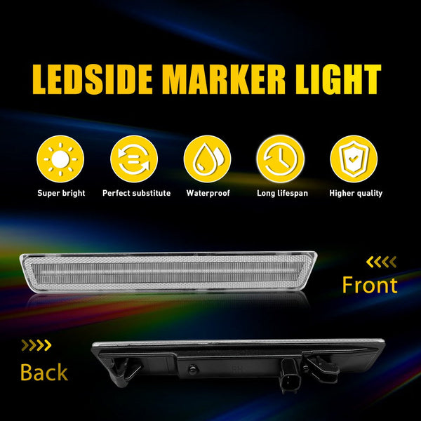 LED Side Marker Light for Dodge Challenger 2015-2023, Red, Rear, Clear Lens